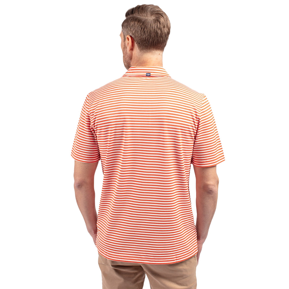 Clemson Cutter & Buck Featherlite Pique Paw Polo - ORANGE