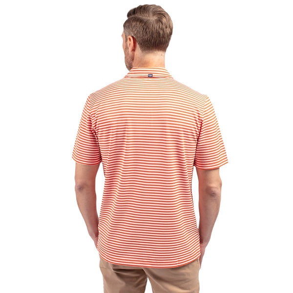 Clemson Cutter & Buck Featherlite Pique Paw Polo - ORANGE