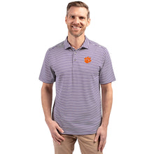 Clemson Cutter & Buck Featherlite Pique Paw Polo - PURPLE