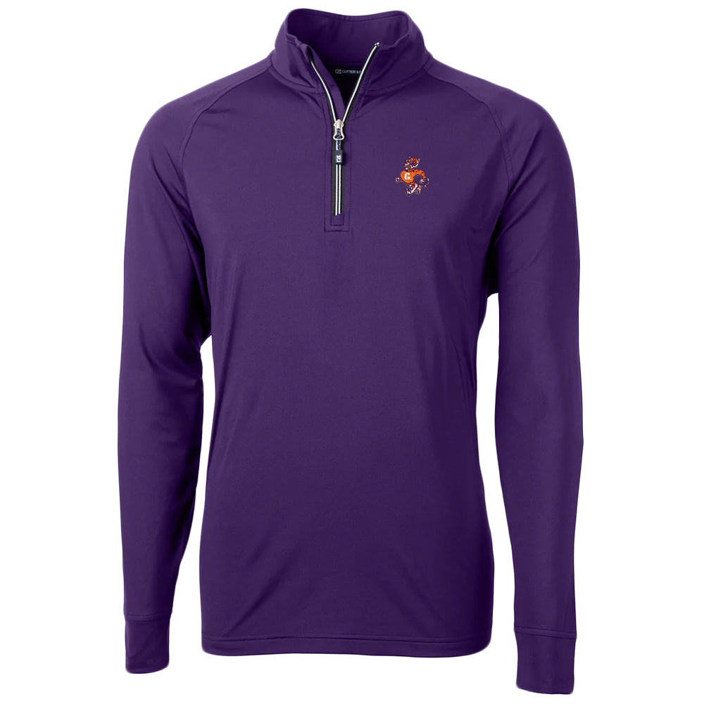 Clemson Cutter & Buck Fighting Tiger Adapt Quarter Zip - PURPLE