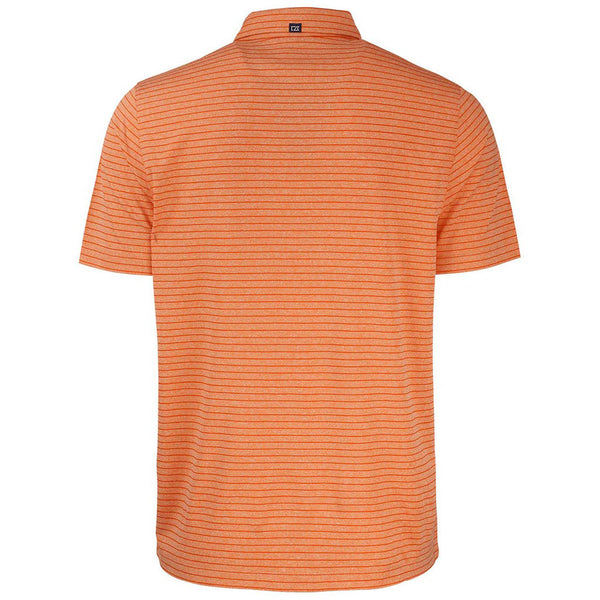 Clemson Cutter & Buck Fighting Tiger Heather Stripe Polo - ORANGE