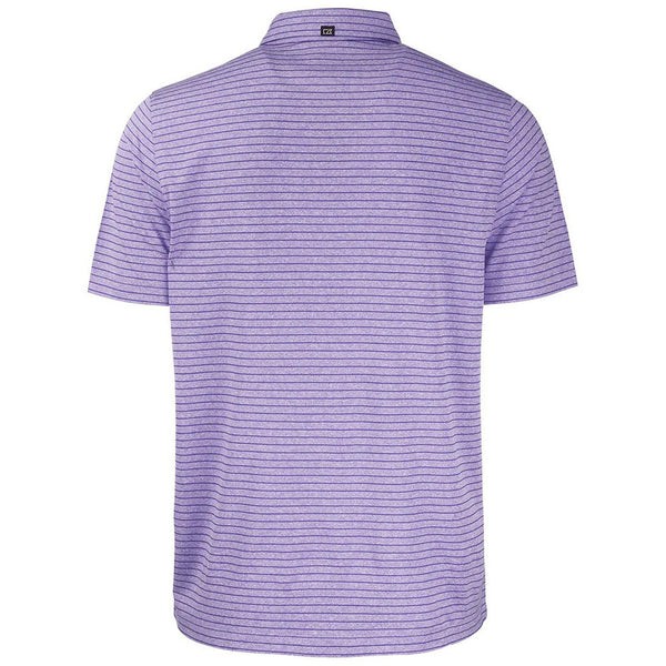 Clemson Cutter & Buck Fighting Tiger Heather Stripe Polo - PURPLE