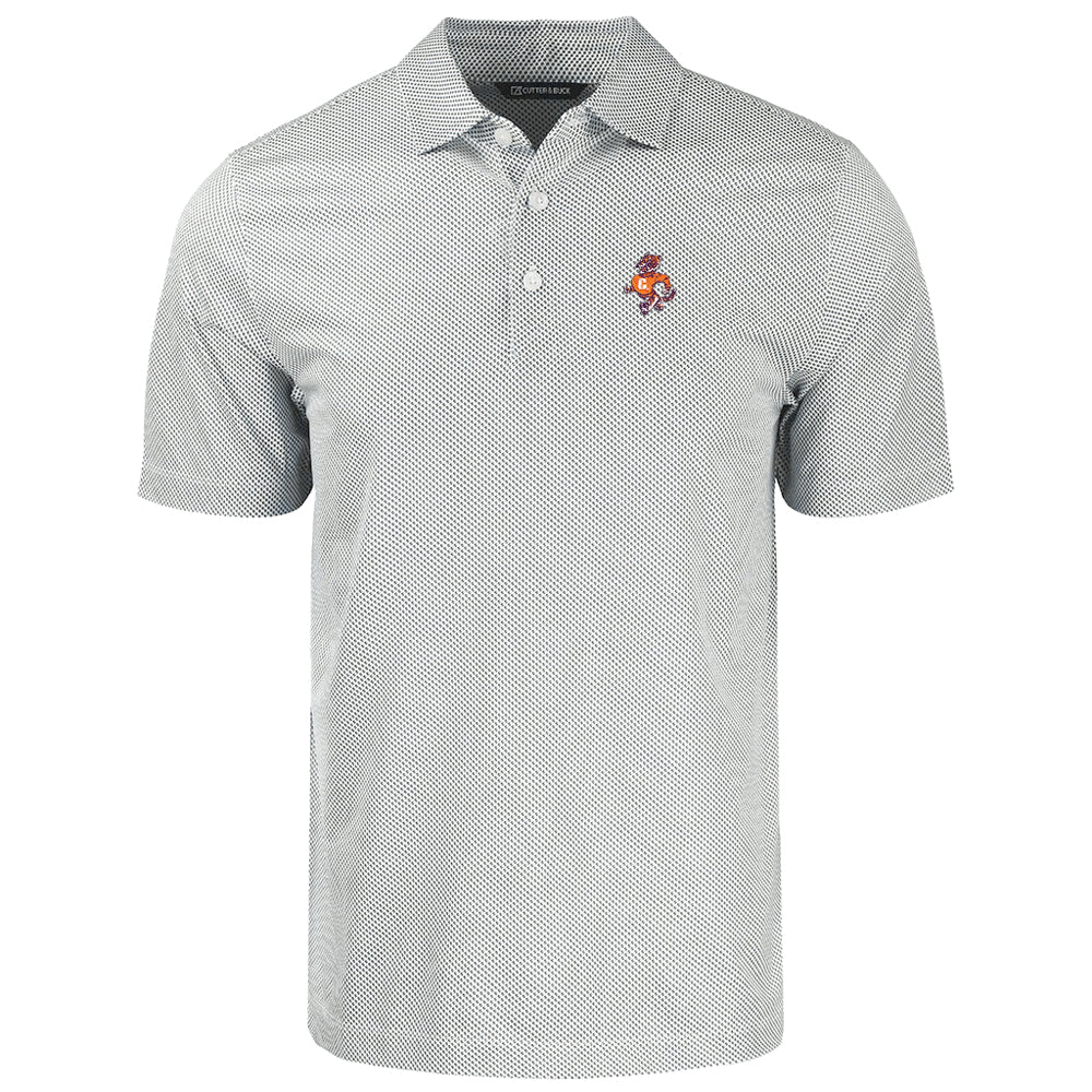 Clemson Cutter & Buck Fighting Tiger Symmetry Polo - LT GREY