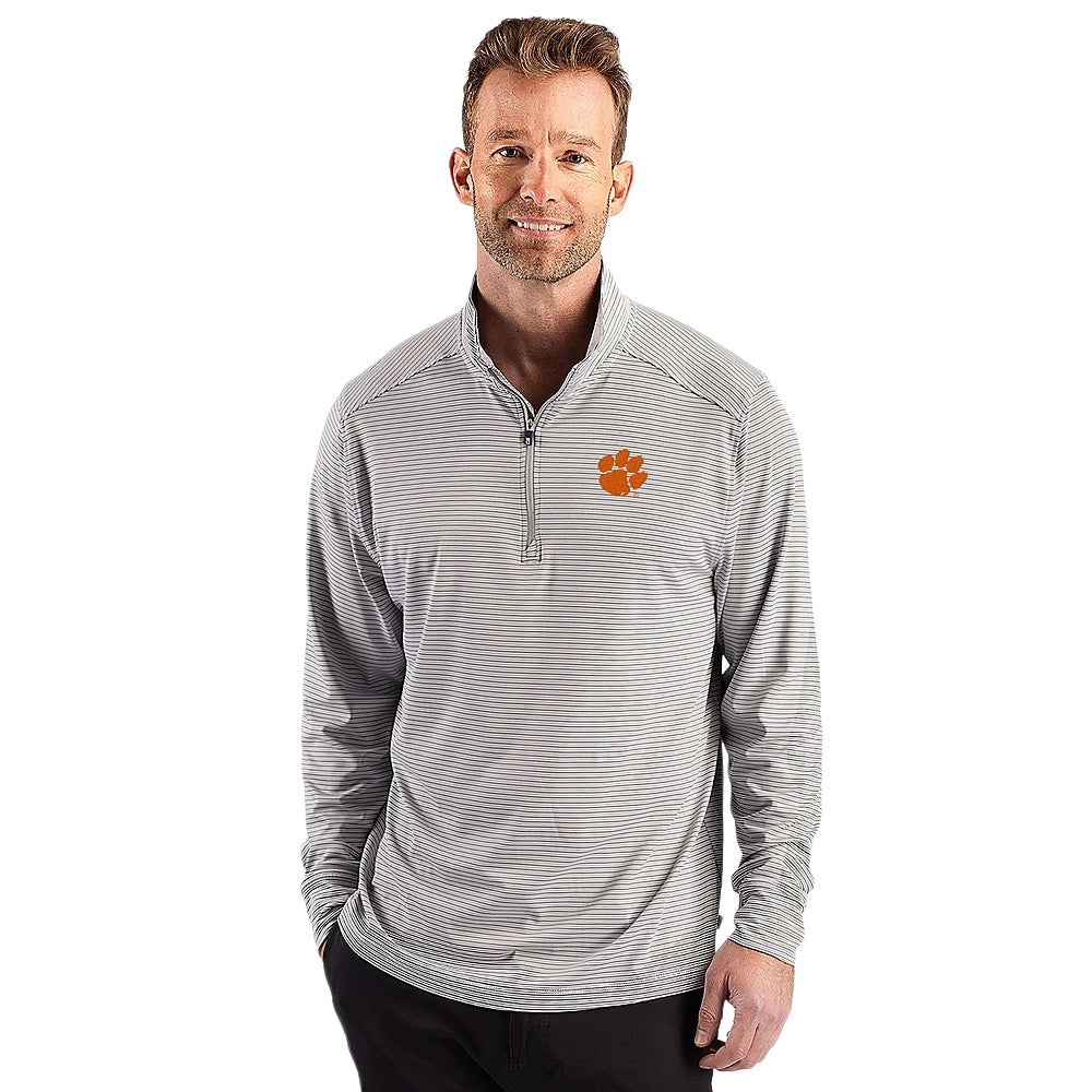 Clemson Cutter & Buck Forge Double Stripe Quarter-Zip