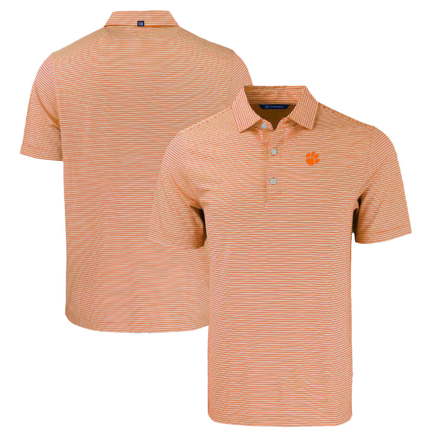 Clemson Cutter & Buck Forge Eco Double Stripe Polo - ORANGE