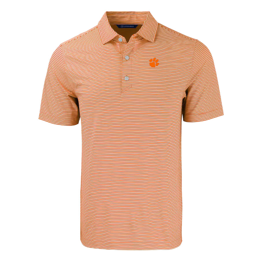 Clemson Cutter & Buck Forge Eco Double Stripe Polo - ORANGE