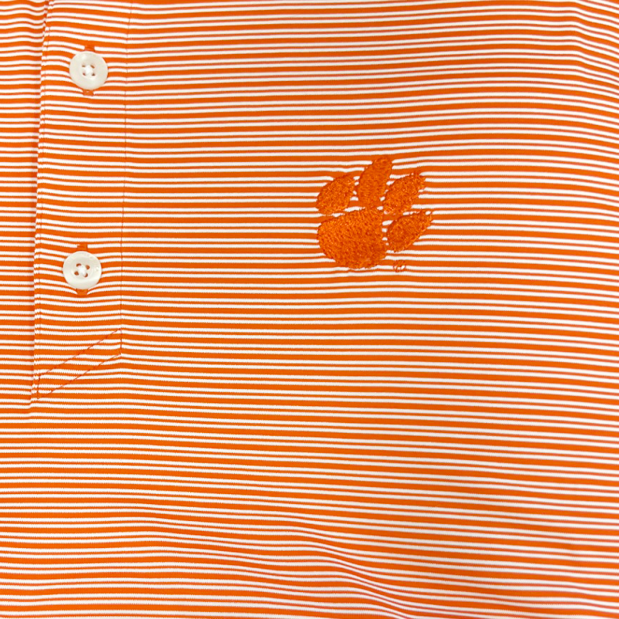 Clemson Cutter & Buck Forge Eco Double Stripe Polo - ORANGE