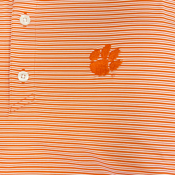Clemson Cutter & Buck Forge Eco Double Stripe Polo - ORANGE