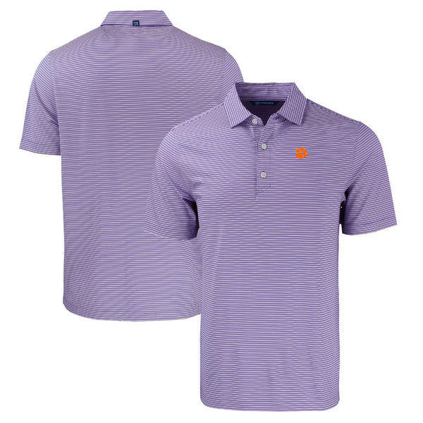 Clemson Cutter & Buck Forge Eco Double Stripe Polo - PURPLE