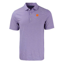 Clemson Cutter & Buck Forge Eco Double Stripe Polo - PURPLE