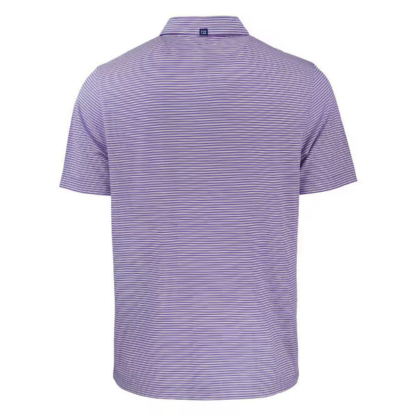 Clemson Cutter & Buck Forge Eco Double Stripe Polo - PURPLE