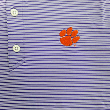 Clemson Cutter & Buck Forge Eco Double Stripe Polo - PURPLE