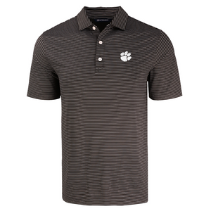 Clemson Cutter & Buck Forge Fine Line Polo - BLACK
