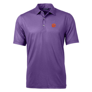 Clemson Cutter & Buck Pike Banner Print Polo - PURPLE