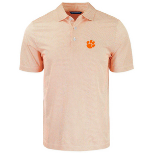 Clemson Cutter & Buck Pike Eco Symmetry Polo - ORANGE