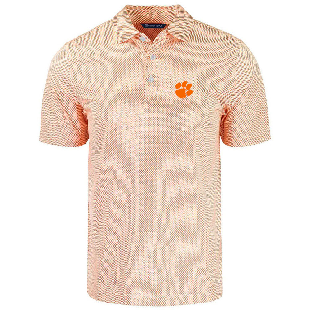 Clemson Cutter & Buck Pike Eco Symmetry Polo - ORANGE