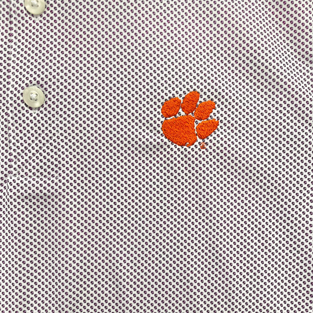 Clemson Cutter & Buck Pike Eco Symmetry Polo - PURPLE