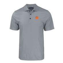 Clemson Cutter & Buck Pike Eco Tonal Geo Print Polo - LT GREY