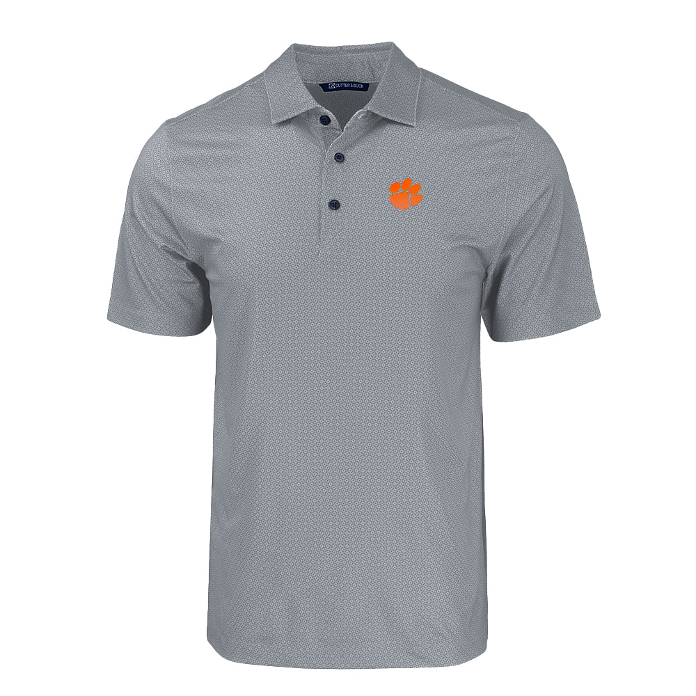 Clemson Cutter & Buck Pike Eco Tonal Geo Print Polo