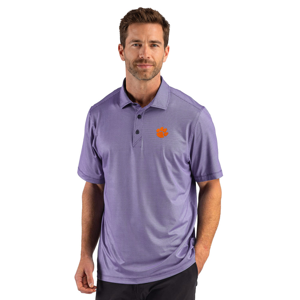 Clemson Cutter & Buck Pike Lattice Print Polo