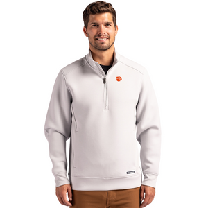 Clemson Cutter & Buck Roam Epic Versatility Quarter Zip - SILVER