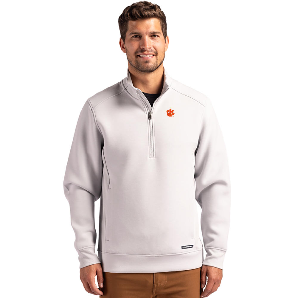 Clemson Cutter & Buck Roam Epic Versatility Quarter Zip - SILVER