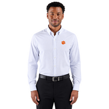 Clemson Cutter & Buck Skyline Windowpane Long Sleeve Dress Shirt - BLUE