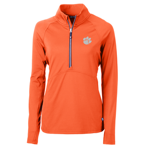 Clemson Cutter & Buck Women's Adapt Eco 1/2 Zip Pullover - ORANGE