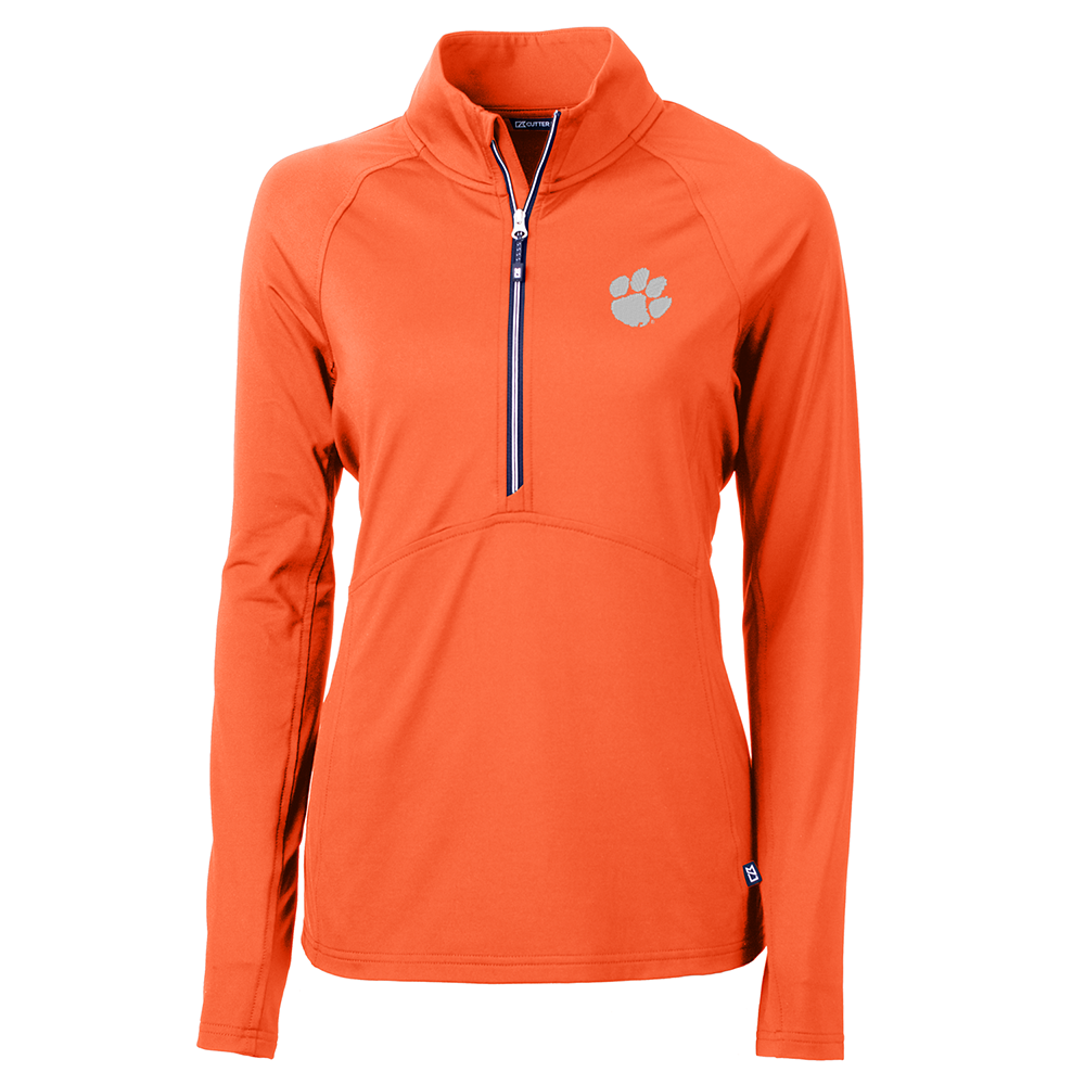 Clemson Cutter & Buck Women's Adapt Eco 1/2 Zip Pullover - ORANGE