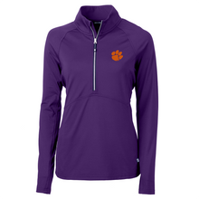 Clemson Cutter & Buck Women's Adapt Eco 1/2 Zip Pullover - PURPLE