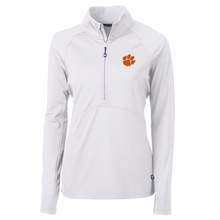 Clemson Cutter & Buck Women's Adapt Eco 1/2 Zip Pullover - WHITE