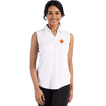 Clemson Cutter & Buck Women's Forge Sleeveless Polo - WHITE
