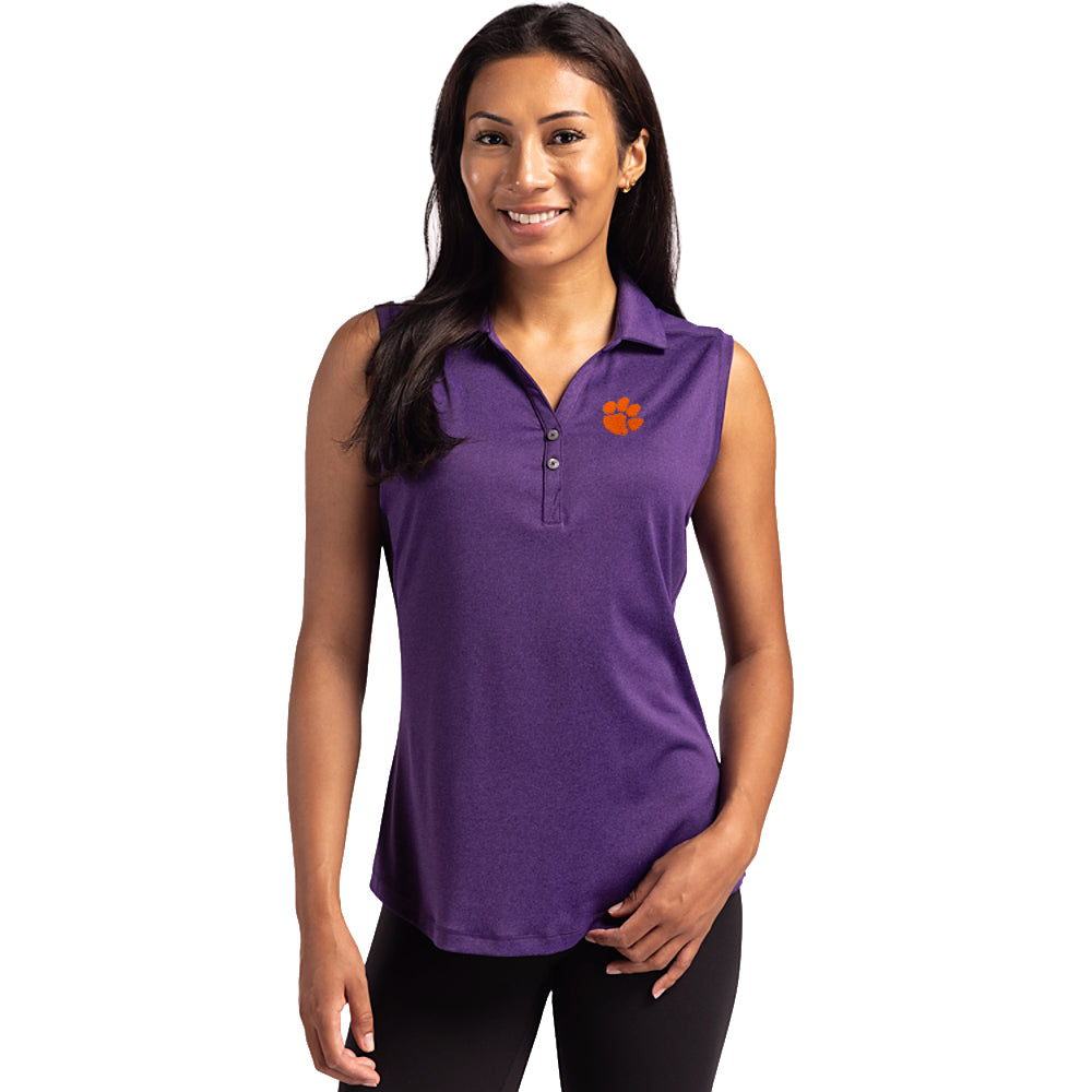 Clemson Cutter & Buck Women's Forge Sleeveless Polo