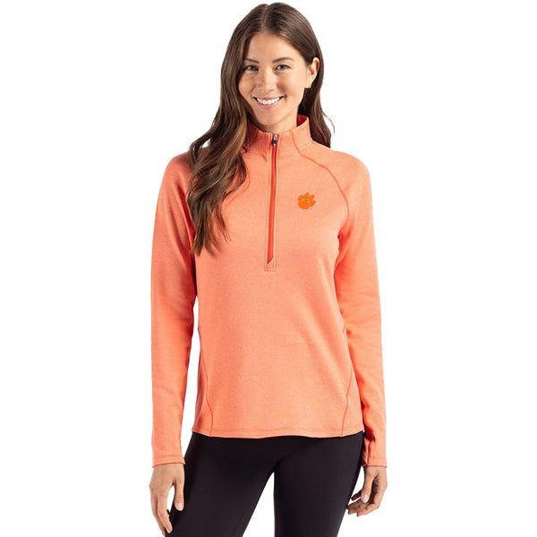 Clemson Cutter & Buck Women's Peshastin Quarter Zip - ORANGE