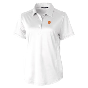 Clemson Cutter & Buck Women's Prospect Eco Textured Polo - WHITE
