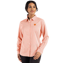 Clemson Cutter & Buck Women’s Skyline Gingham Woven Dress Shirt