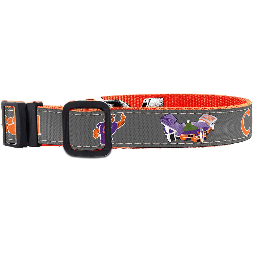 Clemson Death Valley Pet Collar - MD GREY