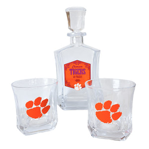 Clemson Decanter with 2 Rocks Glasses Set