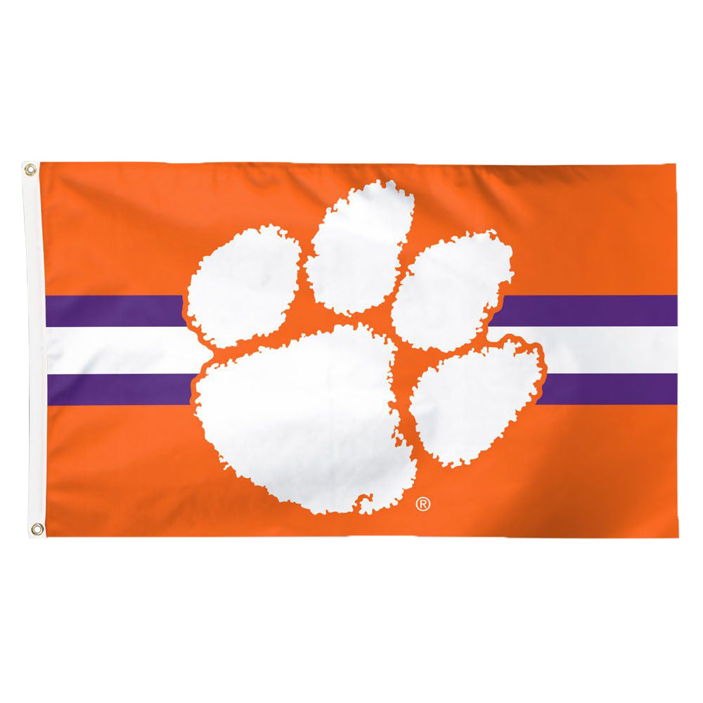 Clemson Deluxe Paw Stripe Flag