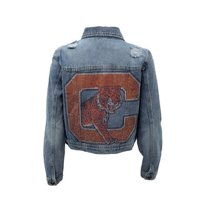 Clemson Denim Cropped Tiger C Jacket - BLUE