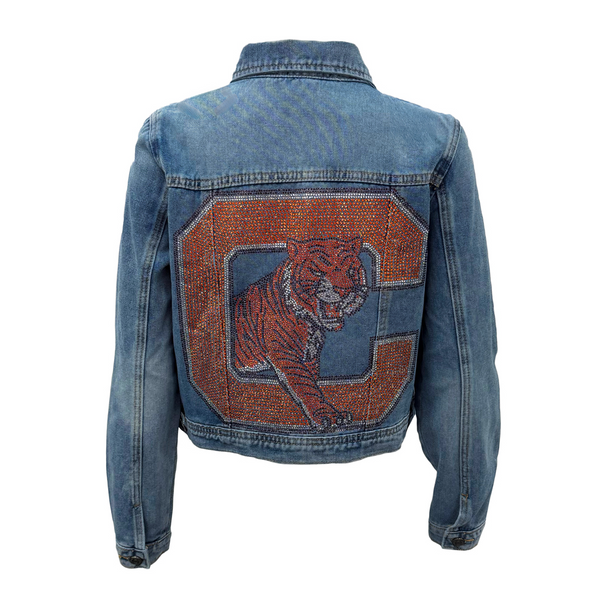 Clemson Denim Cropped Tiger C Jacket - BLUE