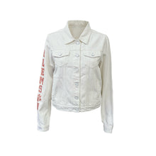 Clemson Denim Cropped Tiger Face Jacket - WHITE