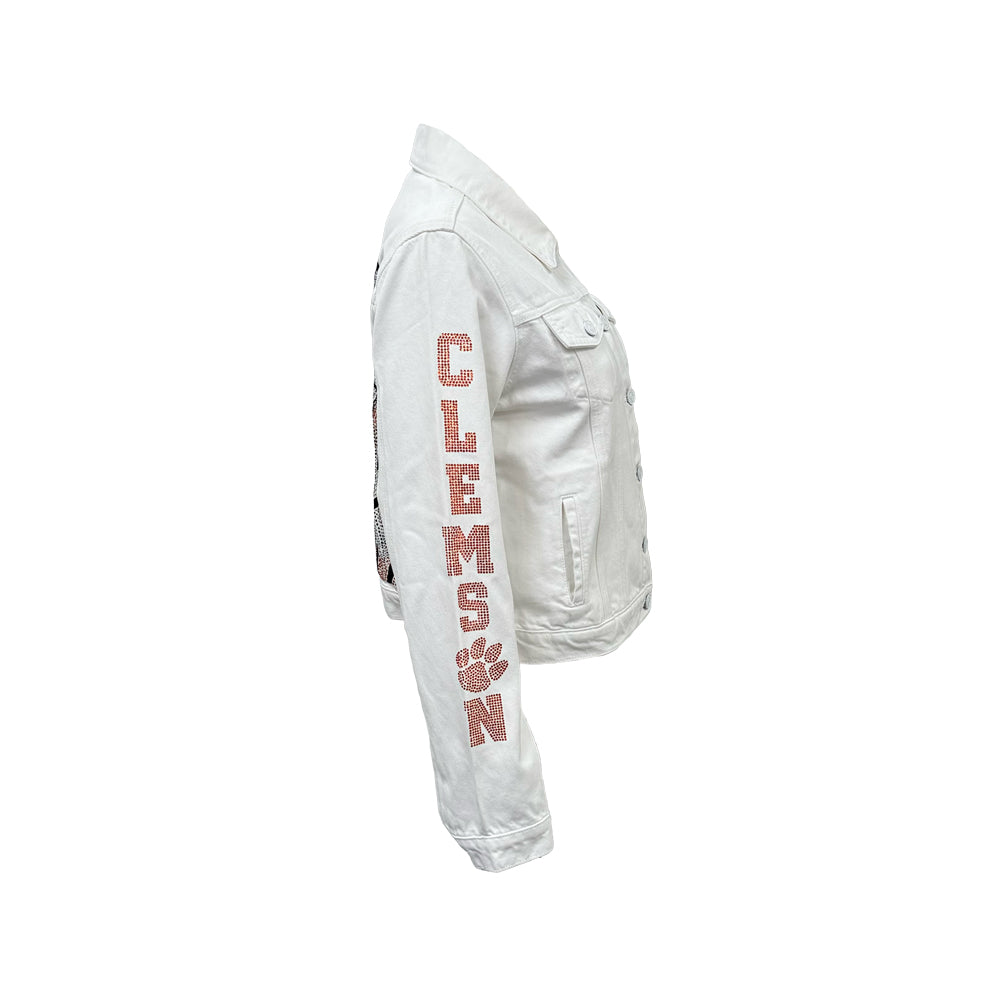 Clemson Denim Cropped Tiger Face Jacket