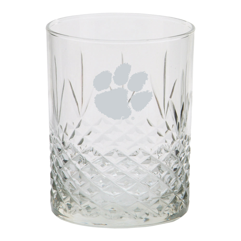 Clemson Diamond-Cut Rocks Glass