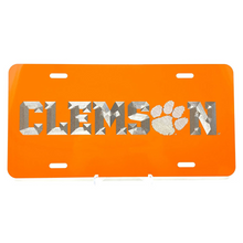 Clemson Diamond Etched License Plate  - ORANGE