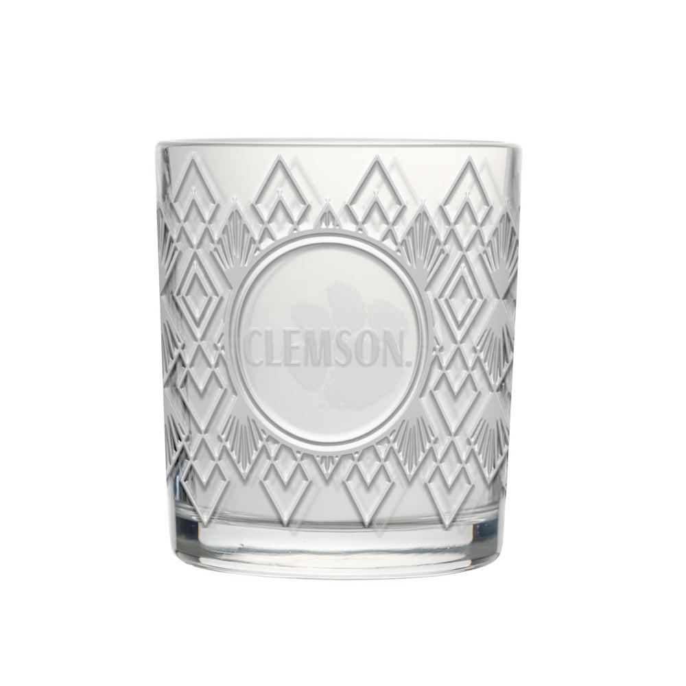 Clemson Diamond Rocks Glass