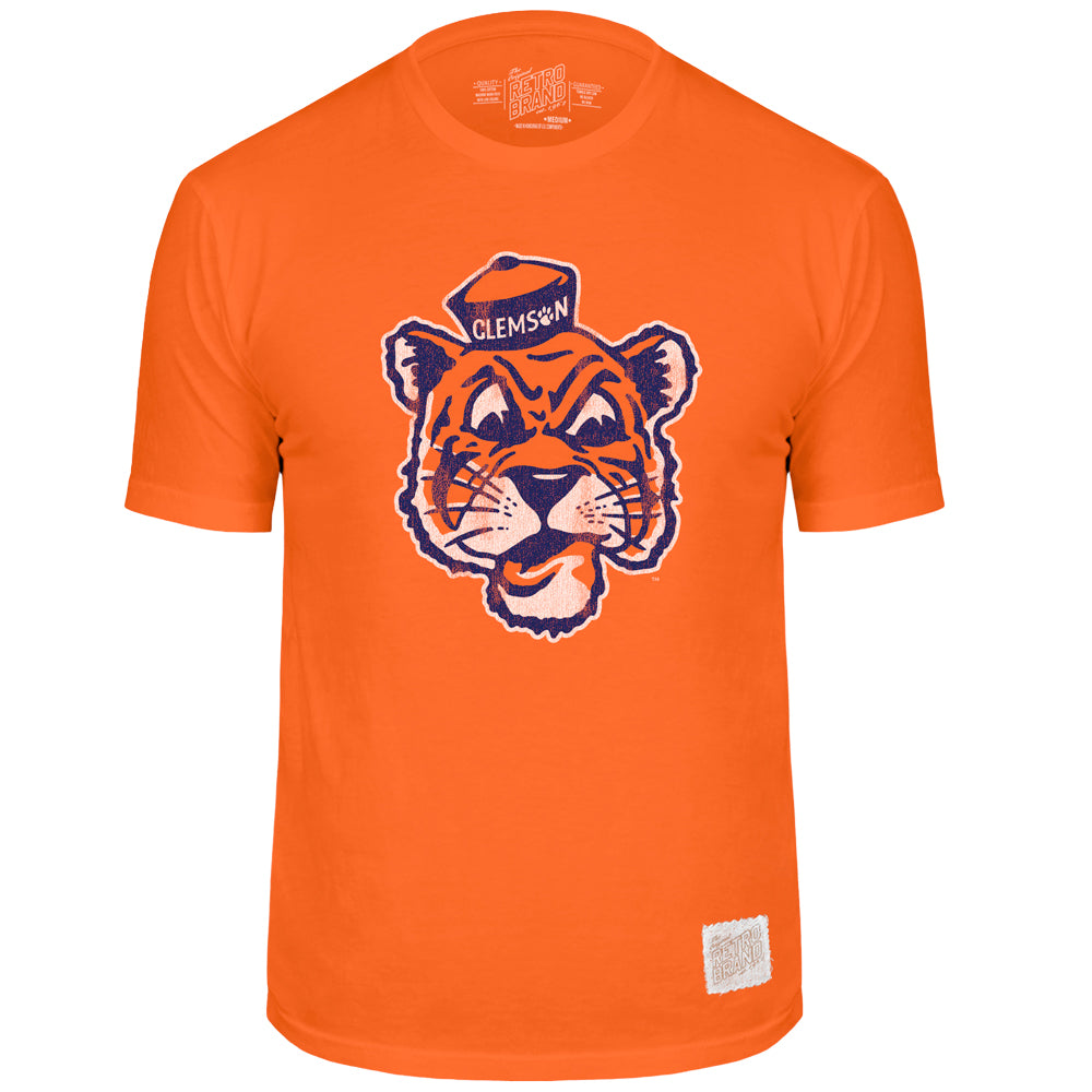 Clemson Distressed Vault Tiger Face Tee - ORANGE