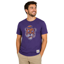 Clemson Distressed Vault Tiger Face Tee - PURPLE