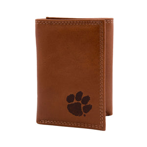 Clemson Embossed Trifold Wallet - TAN