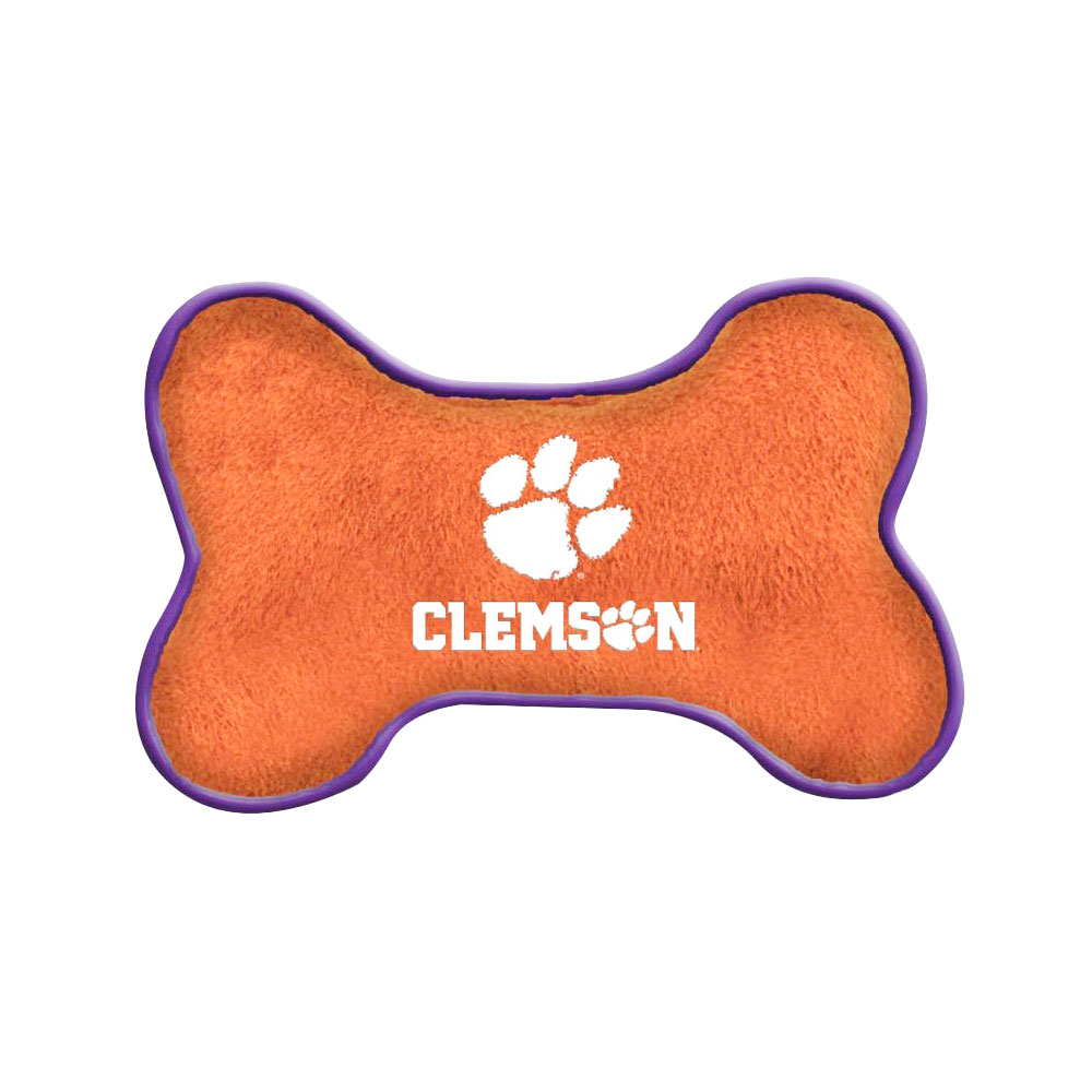 Clemson Embroidered Bone Squeak Toy  - ORANGE